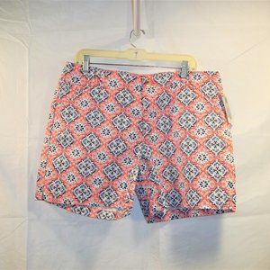 Lee Womens Shorts Size 16M Midrise Fit Geometric Casual Orange Blue White NWT